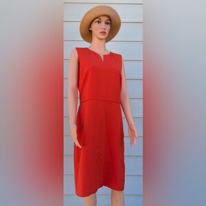 Ann Taylor Red Sleeveless Sheath Dress Bateau Neckline